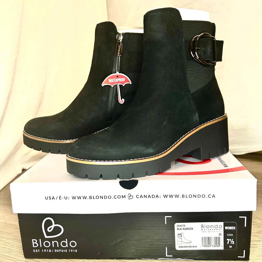 Blondo Dakota Black Nubuck Waterproof Bootie 7.5M
